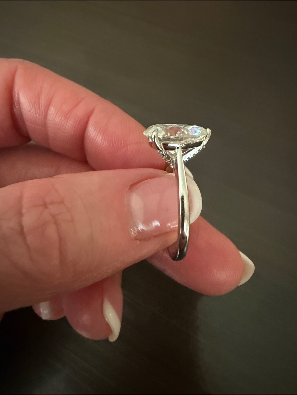 Pear-Shaped Moissanite Solitaire Engagement Ring 3 carats, sz 7, Sterling Silver - Picture 6 of 8
